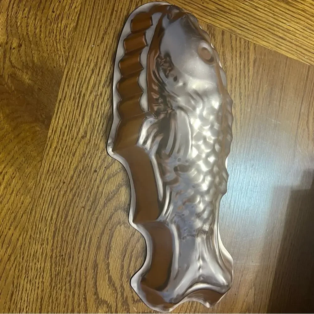 Vintage Copper Fish Mold Cake Pan Salmon Wall Decor Cottagecore 90s Kitchen